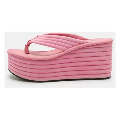 Fendi Pink Suede Platform Thong Slide Sandals Size