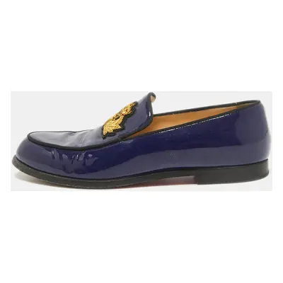 Christian Louboutin Blue Patent Leather Laperouza Loafers Size