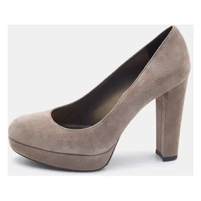 Stuart Weitzman Grey Suede Block Heel Pumps Size 37.5