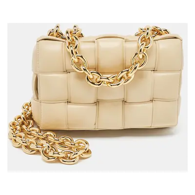 Bottega Veneta Beige Padded Leather Cassette Chain Shoulder Bag