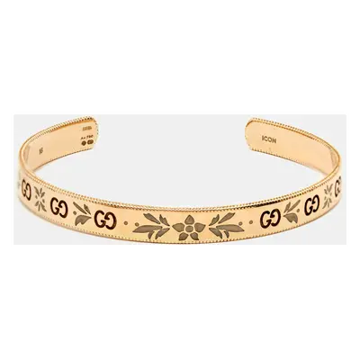 Gucci GG Icon Blossom Enamel 18k Rose Gold Cuff Bracelet