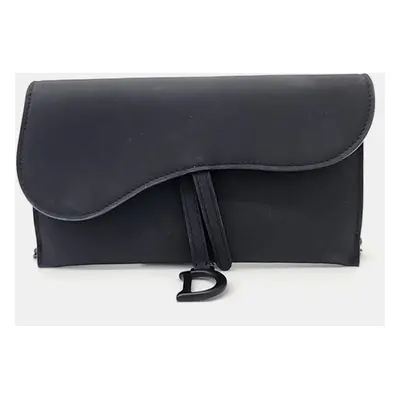 Dior Black Ultra-matte Leather Saddle Chain Wallet