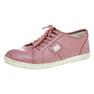 Dolce & Gabbana Pink Leather Low Top Sneakers Size