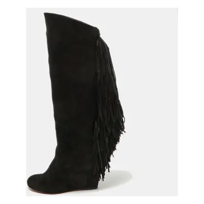 Christian Louboutin Black Suede Knee Length Boots Size