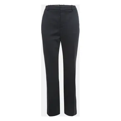 Loro Piana Black Stretch Wool Blend Straight-Leg Trousers