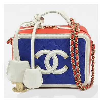 Chanel Multicolor Leather CC Filigree Vanity Case