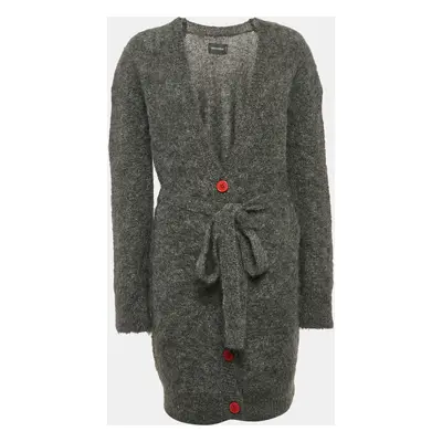 Zadig & Voltaire Grey Wool Button Front Belted Cardigan