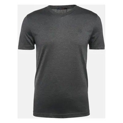 Louis Vuitton Grey LV Embroidered Jersey V-Neck T-Shirt