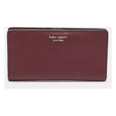 Kate Spade Burgundy Saffiano Leather Leila Continental Wallet