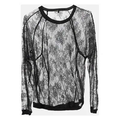 Maje Black Floral Lace Full Sleeve Top