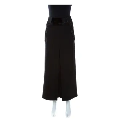 Dolce & Gabbana Black Wool Front Slit Detail Skirt