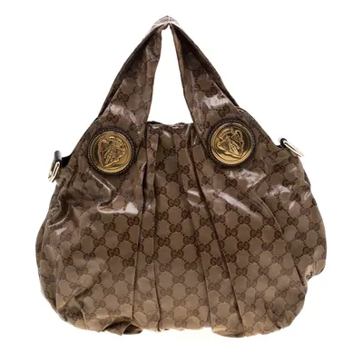 Gucci Brown GG crystal Canvas Hysteria Hobo