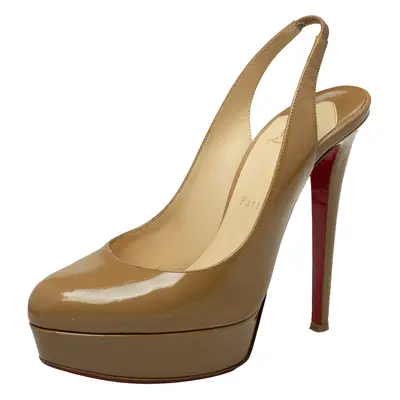 Christian Louboutin Beige Patent Leather Bianca Slingback Sandals Size