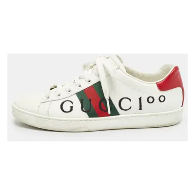 Gucci White Leather Web Ace Low Top Sneakers Size