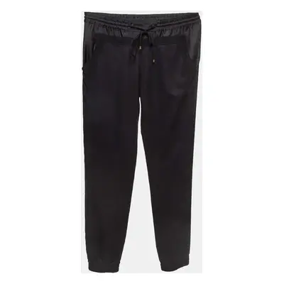 Roberto Cavalli Black Silk Trimmed Wool Elasticated Waist Joggers