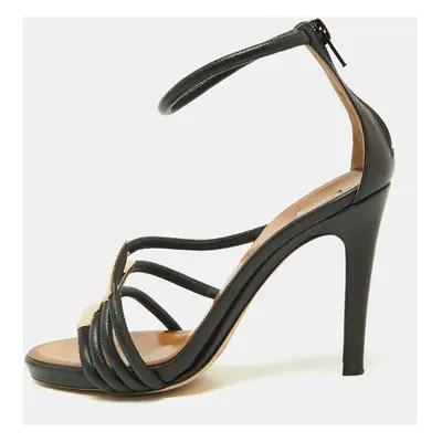 Chloe Black Leather Strappy Ankle Strap Sandals Size