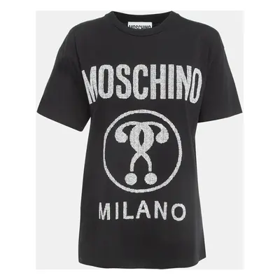 Moschino Couture Black Logo Print Cotton Half Sleeve T-Shirt