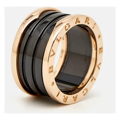 Bvlgari B.Zero1 Black Ceramic 18k Rose Gold Band Ring Size