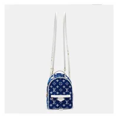 Louis Vuitton Blue/White Monogram Velvet and Leather Palm Springs Backpack