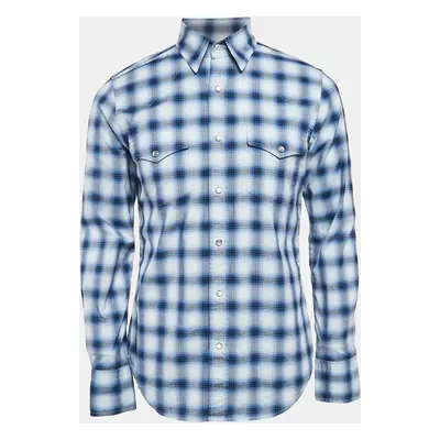 Tom Ford Blue Plaid Cotton Button Front Shirt