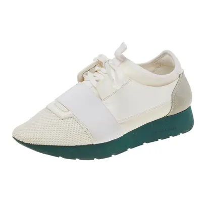 Balenciaga White Leather And Mesh Race Runner Sneakers Size