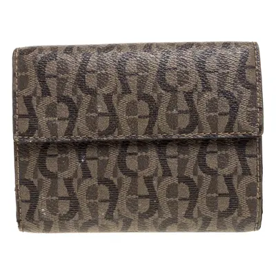 Aigner Brown Signature Coated Canvas French Wallet