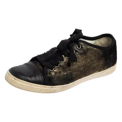 Lanvin Black/Gold Calf Hair and Leather Low-Top Sneakers Size