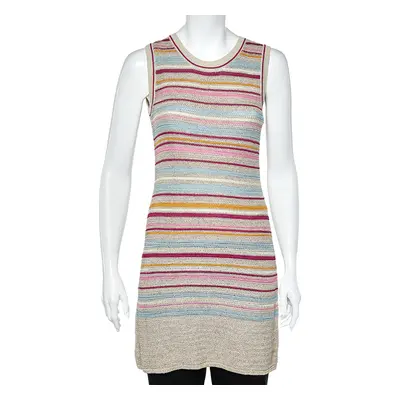 Chanel Multicolor Striped Cotton Knit Sleeveless Dress