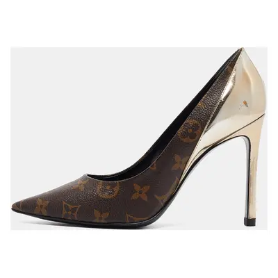 Louis Vuitton Brown Monogram Canvas and Leather Chérie Pumps Size 37.5