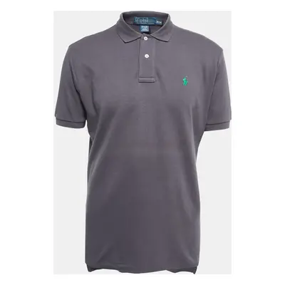 Polo Ralph Lauren Grey Logo Embroidered Cotton Polo T-Shirt