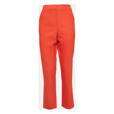 Diane Von Furstenberg Orange Gabardine Straight Leg Trousers