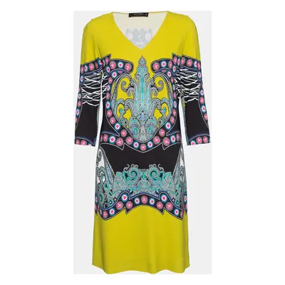 Etro Multicolored Printed Crepe V-Neck Shift Dress