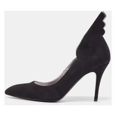 Hermes Black Suede Victoire Pumps Size 37.5