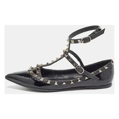 Valentino Black Patent and Leather Rockstud Ballet Flats Size 36.5