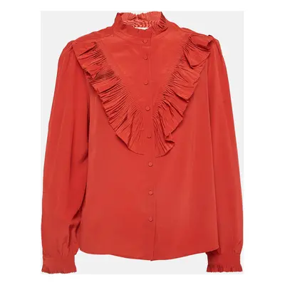 Zadig & Voltaire Red Silk Ruffled Taccora Blouse