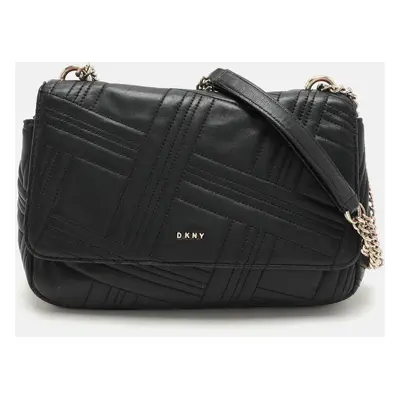 Dkny Black Leather Allen Flap Shoulder Bag