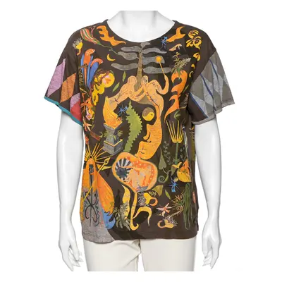 Dior Brown Printed Cotton Short Sleeve T-Shirt