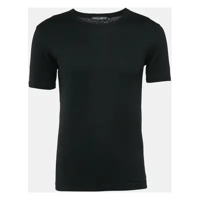 Dolce & Gabbana Black Jersey Crew Neck T-Shirt