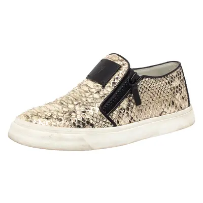 Giuseppe Zanotti Multicolor Python Embossed Leather Devon Slip On Sneakers Size