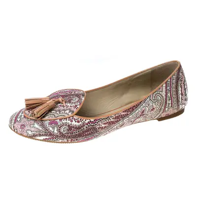 Etro Multicolor Printed Coated Canvas Tassel Ballet Flats Size