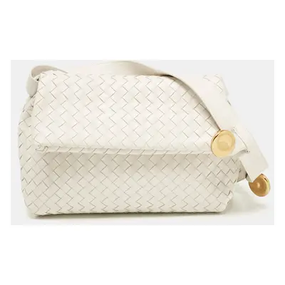 Bottega Veneta White Intrecciato Leather Fold Shoulder Bag