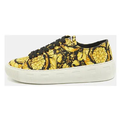 Versace Yellow/Black Canvas Baroccoo Lace Up Sneakers Size