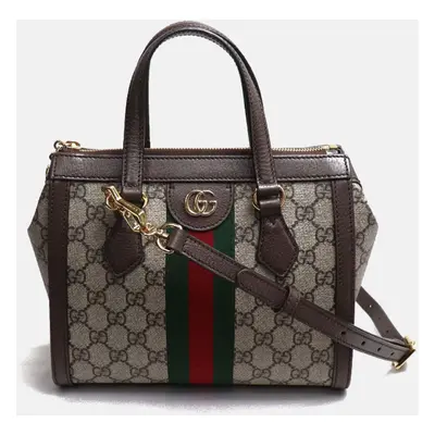 Gucci Brown Beige/Ebony Ophidia GG Small Tote Bag