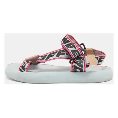 Off-White Multicolor Canvas Preloved Track Logo Slingback Sandals Size