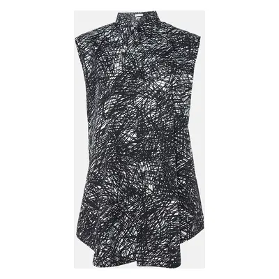 Balenciaga Black Abstract Print Cotton Single Buttoned Shirt