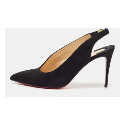 Christian Louboutin Black Suede Rivafish Slingback Pumps Size