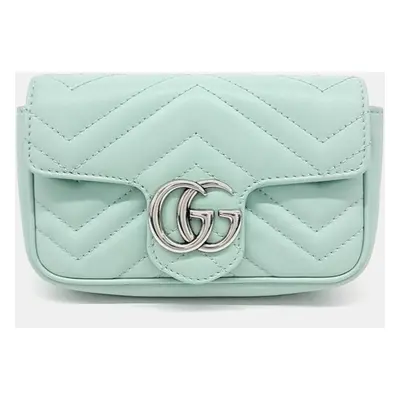 Gucci Mint Leather Super Mini GG Marmont Shoulder Bag