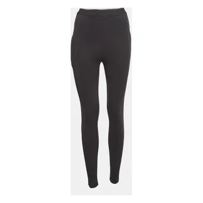 Balenciaga Black Knit Logo Detail Waist Leggings