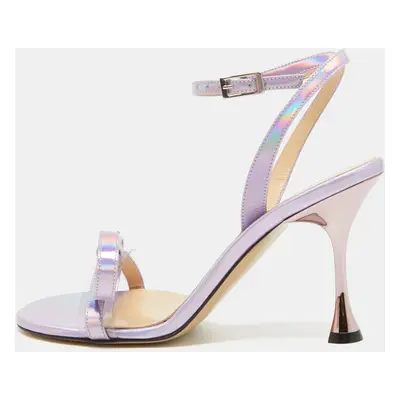 Mach & Mach Iridescent Purple Patent Leather and PVC French Bow Sandals Size 37.5