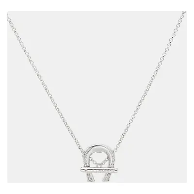 Aigner Logo Crystal Silver Tone Necklace